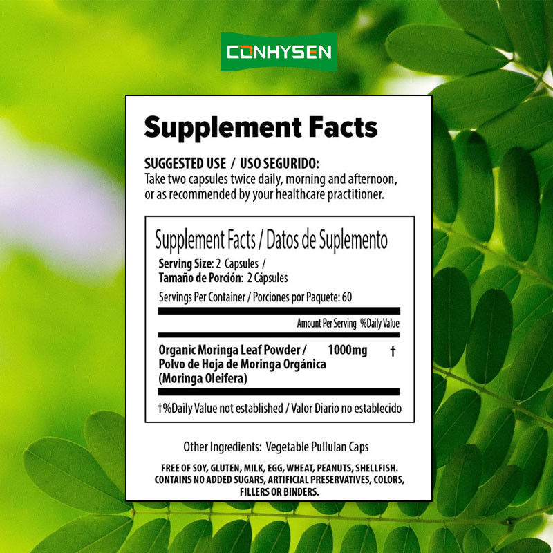 कस्टम 100% शुद्ध मोरिंगा कैप्सूल वजन प्रबंधन स्वस्थ जोड़ों के लिए