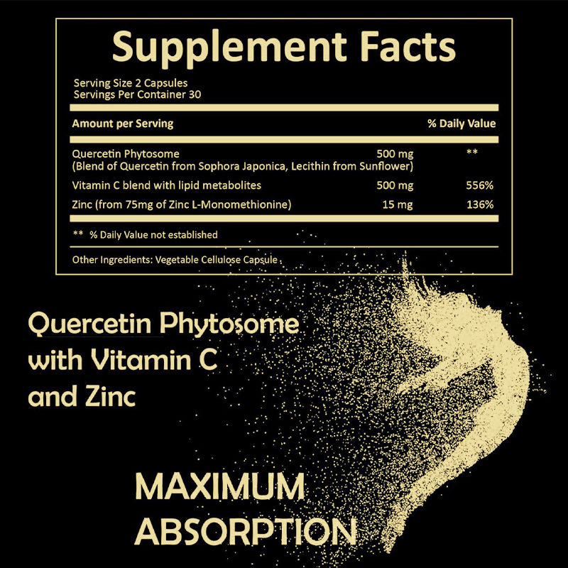 Good Quality Quercetin Capsules with Vitamin C Zinc Support Healthy Aging Vegetable Capsules