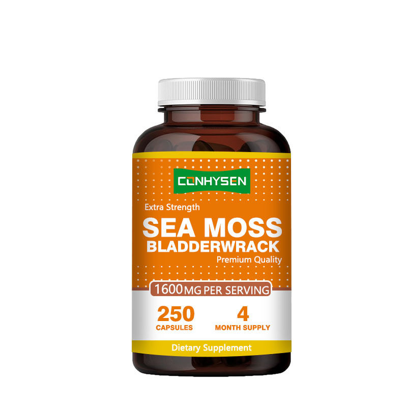 Good Quality Sea Moss Capsules GMO Free Bladderwrack Extract Capsule 1600mg Supports Gut Health
