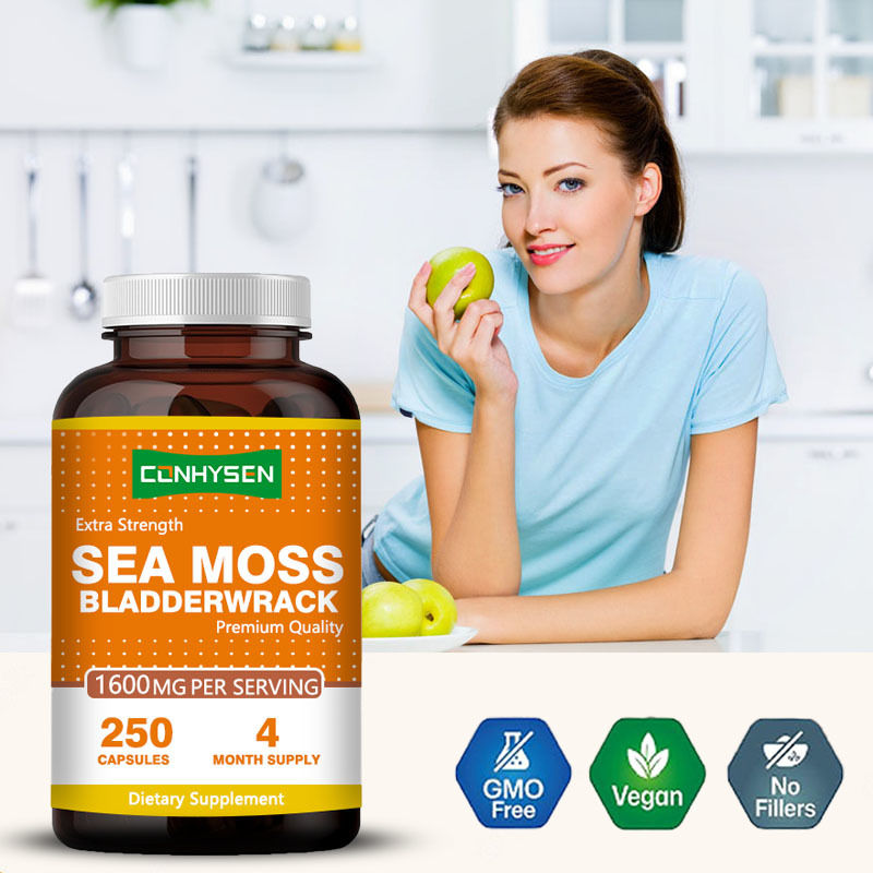 Good Quality Sea Moss Capsules GMO Free Bladderwrack Extract Capsule 1600mg Supports Gut Health