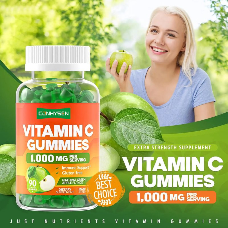 बच्चों के लिए OEM स्किन व्हाइटनिंग एडल्ट विटामिन सी सप्लीमेंट 1000mg विटामिन सी गमीज़