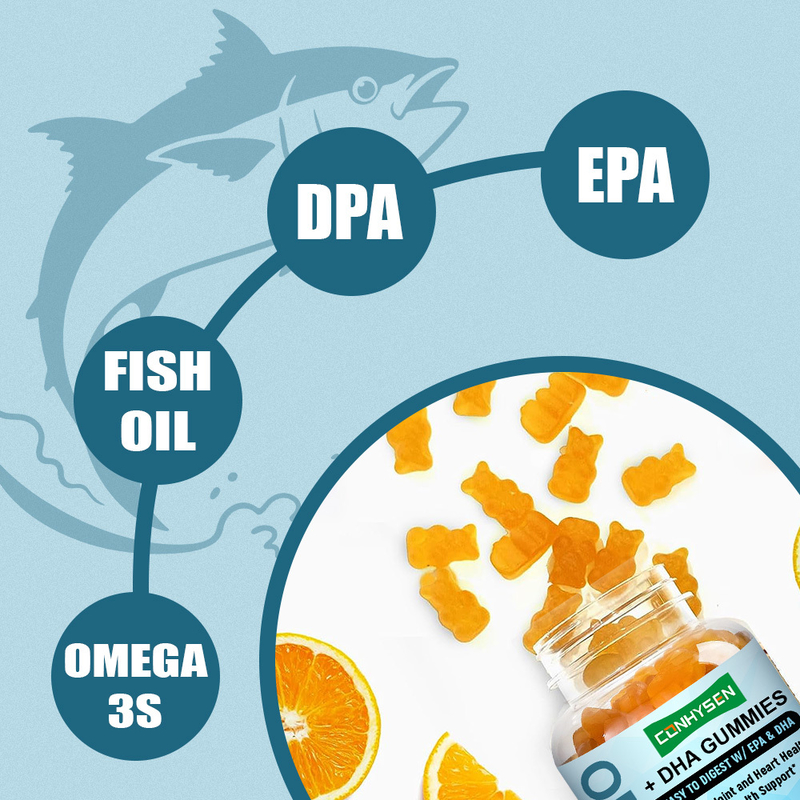 नारंगी स्वाद वाले ओमेगा 3 गमियां मस्तिष्क और आंखों के स्वास्थ्य को बढ़ावा देती हैं