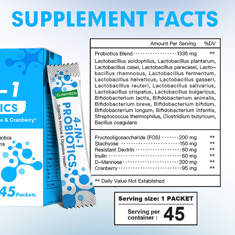 फैक्टरी 4-इन-1 प्रोबायोटिक्स पाउडर डी-मैनोस कस्टम ब्रांड बनाए रखें पीएच संतुलन