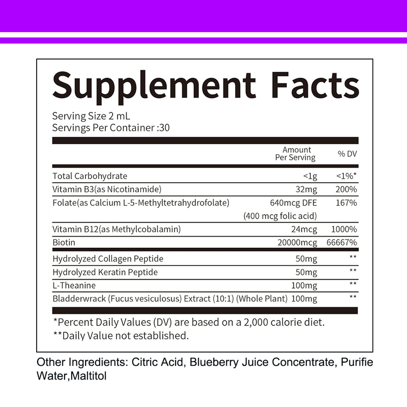 बाल त्वचा नाखून देखभाल के लिए बायोटिन कॉम्प्लेक्स लिक्विड ड्रॉप्स सपोर्ट हेल्थ होलसेल कस्टम