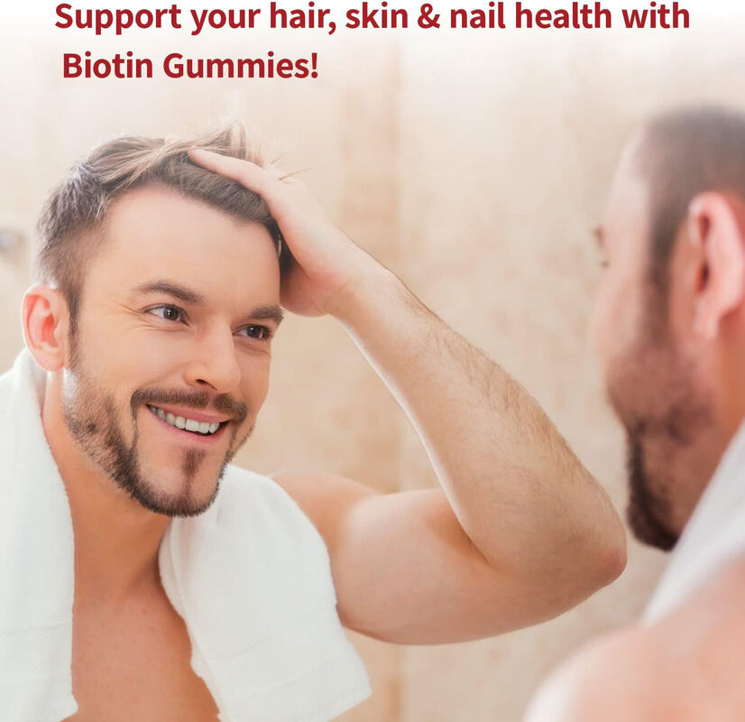 थोक शाकाहारी बायोटिन गमीज कॉम्प्लेक्स विटामिन बालों के लिए खनिज त्वचा नाखून स्वास्थ्य वयस्कों के लिए केराटिन उत्पादन को बढ़ावा देता है किशोर