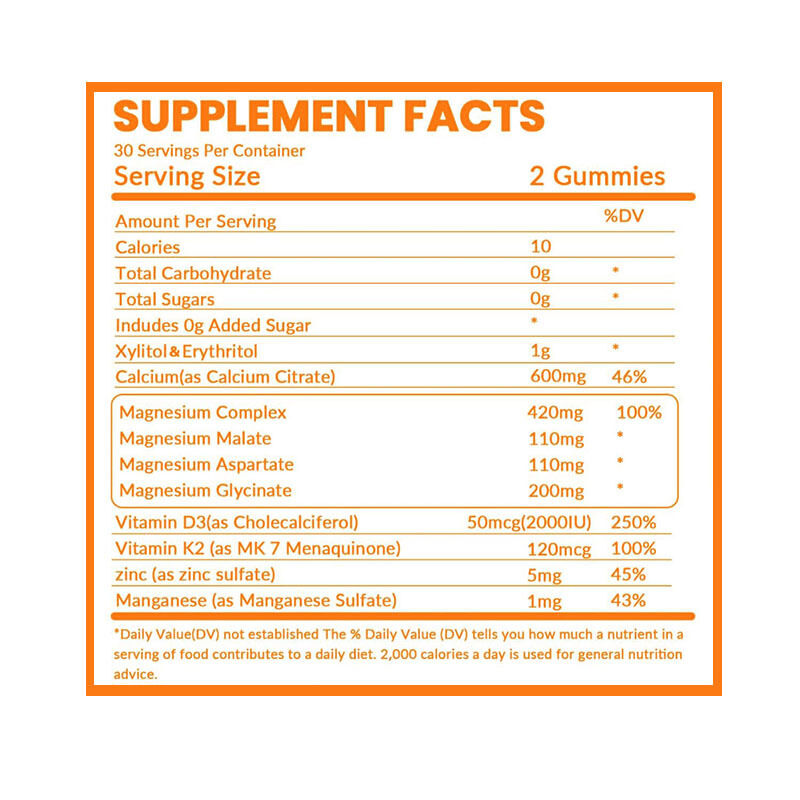 OEM ऑर्गेनिक फलों के स्वाद वाले चबाने योग्य गमियां चीनी मुक्त शाकाहारी कैल्शियम आयरन जिंक सेलेनियम विटामिन डी 3 के 2 वयस्कों के लिए पुरुष महिलाएं