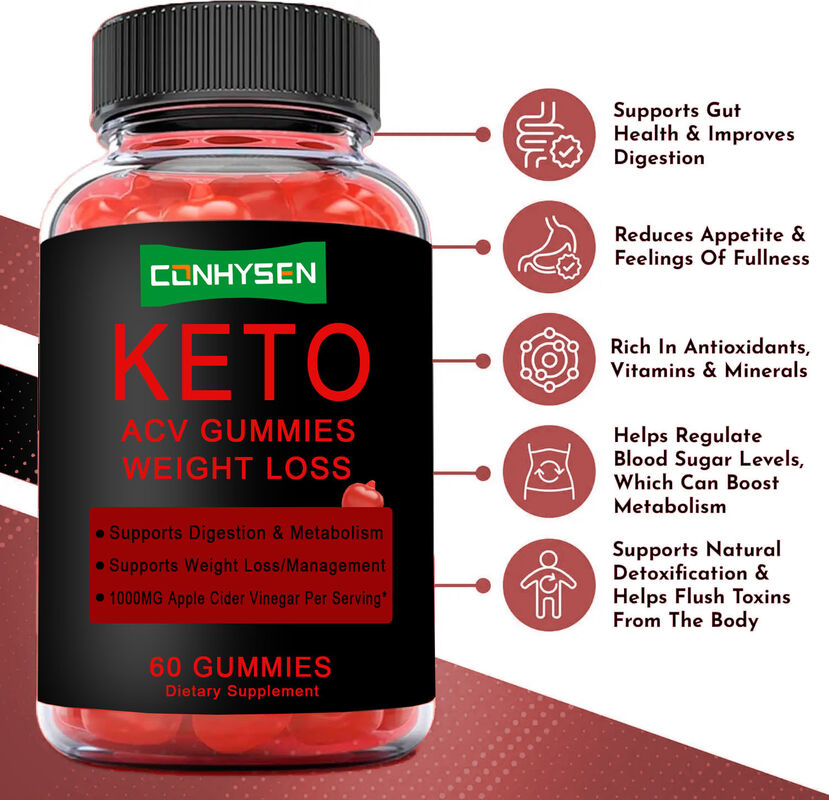 Wholesale Adult-Friendly Apple Cider Vinegar Keto ACV Gummies Folate Vitamins Supplement for Gut Health & Metabolism Boost