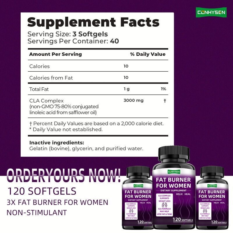 निजी लेबल वसा बर्नर कैप्सूल सीएलए कॉम्प्लेक्स आहार पूरक महिलाओं के लिए मांसपेशियों को बढ़ावा देता है वजन घटाने की गोलियां आहार फाइबर