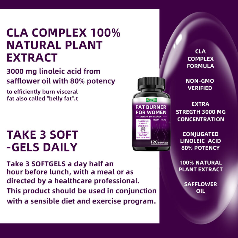 निजी लेबल वसा बर्नर कैप्सूल सीएलए कॉम्प्लेक्स आहार पूरक महिलाओं के लिए मांसपेशियों को बढ़ावा देता है वजन घटाने की गोलियां आहार फाइबर