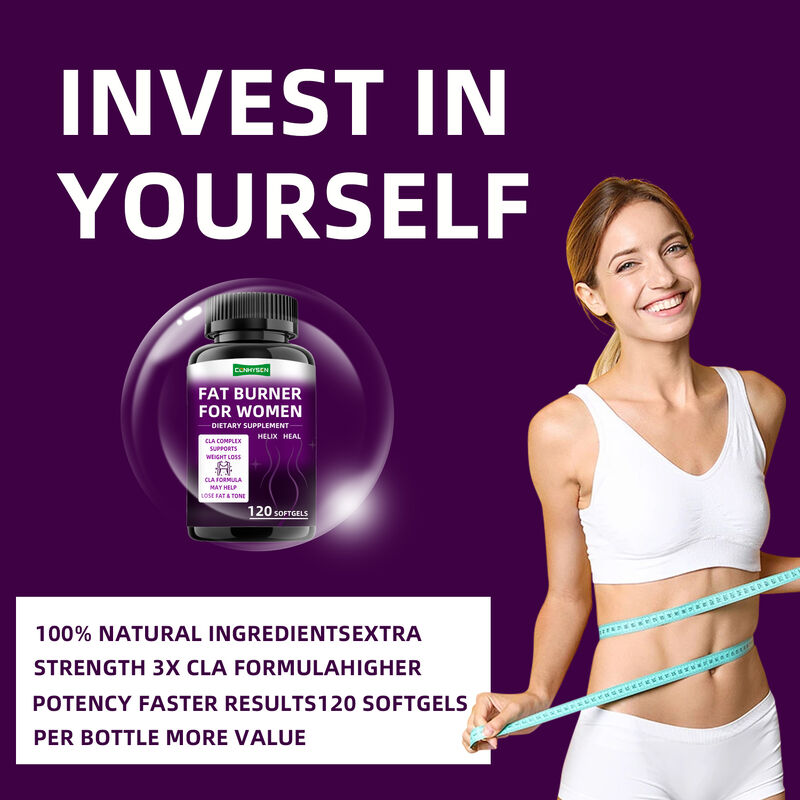 निजी लेबल वसा बर्नर कैप्सूल सीएलए कॉम्प्लेक्स आहार पूरक महिलाओं के लिए मांसपेशियों को बढ़ावा देता है वजन घटाने की गोलियां आहार फाइबर