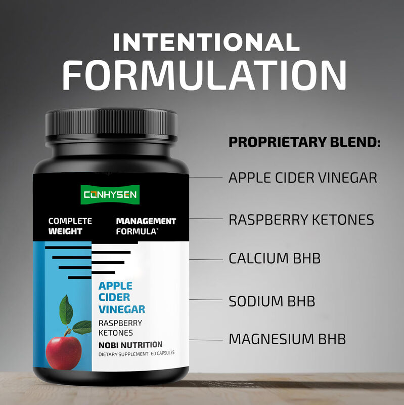 ओईएम आहार फाइबर सप्लीमेंट्स प्राकृतिक वीगन एप्पल साइडर विनेगर कैप्सूल शुद्ध डिटॉक्स एप्पल वजन प्रबंधन का समर्थन करता है