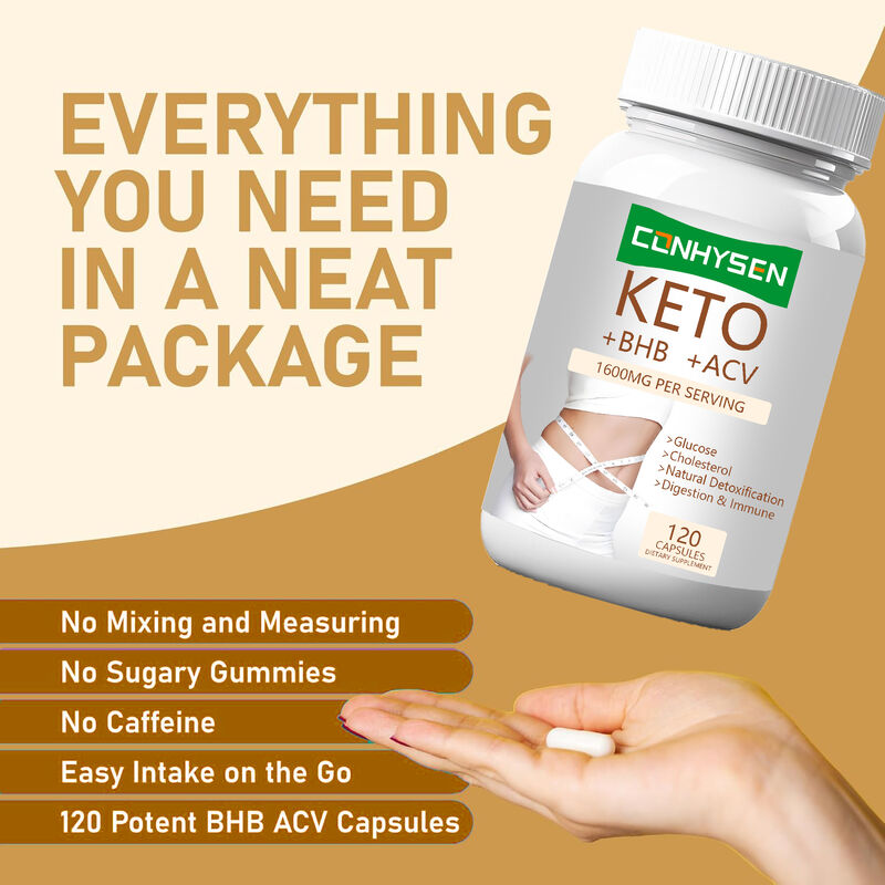 बीएचबी और एप्पल साइडर विनेगर के साथ प्राइवेट लेबल केटो+एसीवी+बीएचबी कैप्सूल वजन नियंत्रण ऊर्जा फोकस फैट बर्नर के लिए